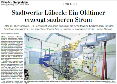Die Stadtwerke Lübeck setzen auf Gasexpansion mit einem Spilling Motor